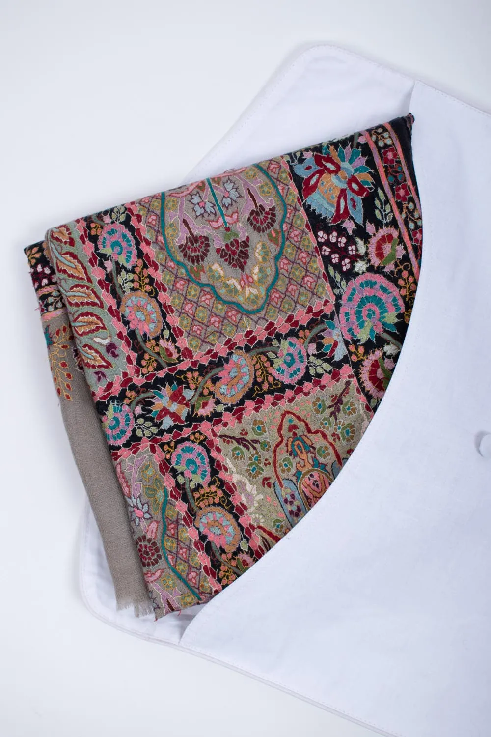 Wedding Pashmina Jamavar Shawl - INDIGO