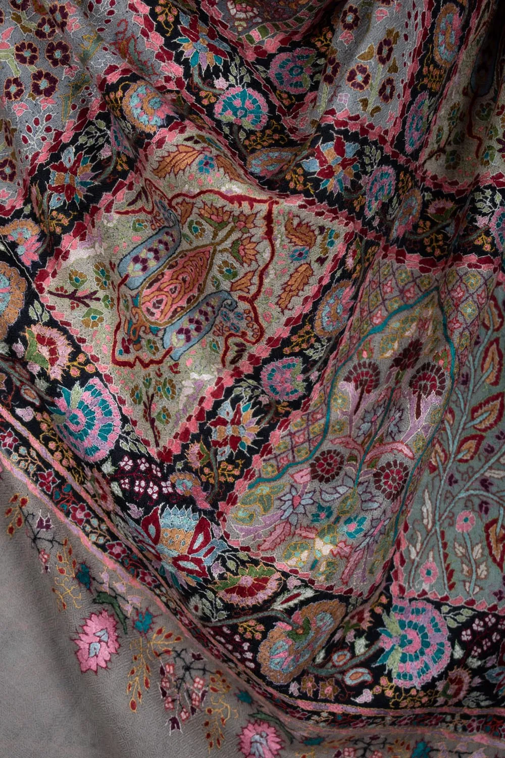Wedding Pashmina Jamavar Shawl - INDIGO