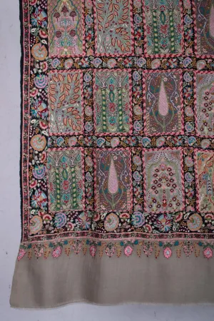 Wedding Pashmina Jamavar Shawl - INDIGO