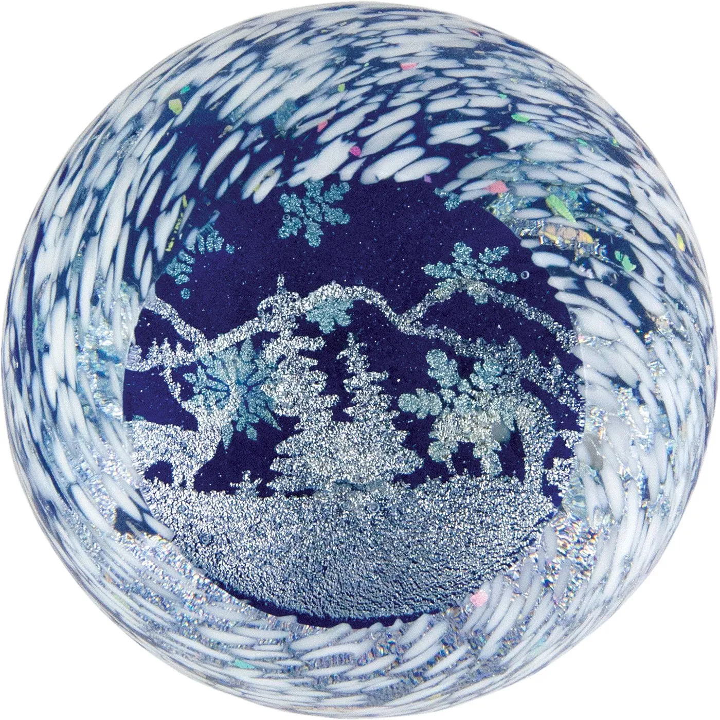 Winter Wonderland Seasonal Series Paperweight 2404 Handblown Glass Paperweight by Glass Eye Studio