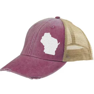 Wisconsin Trucker | Distressed Snapback Trucker  | state cap | many color choices