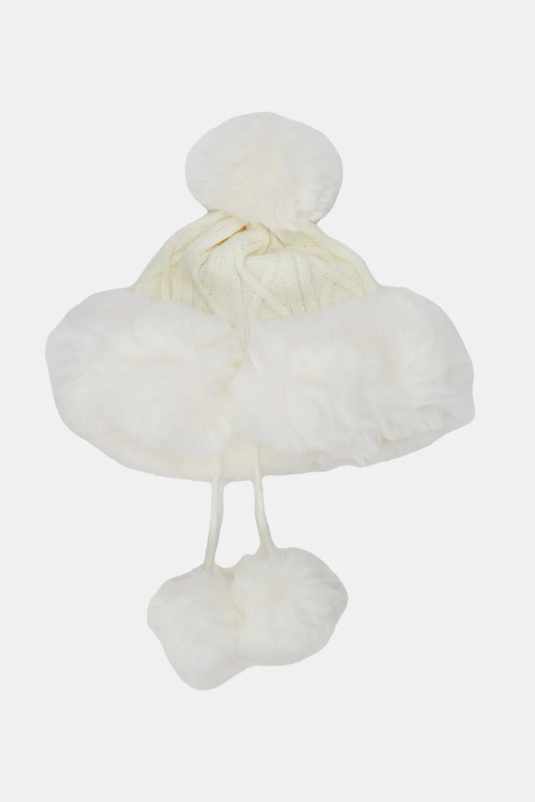 Women White Pom Pom Cap