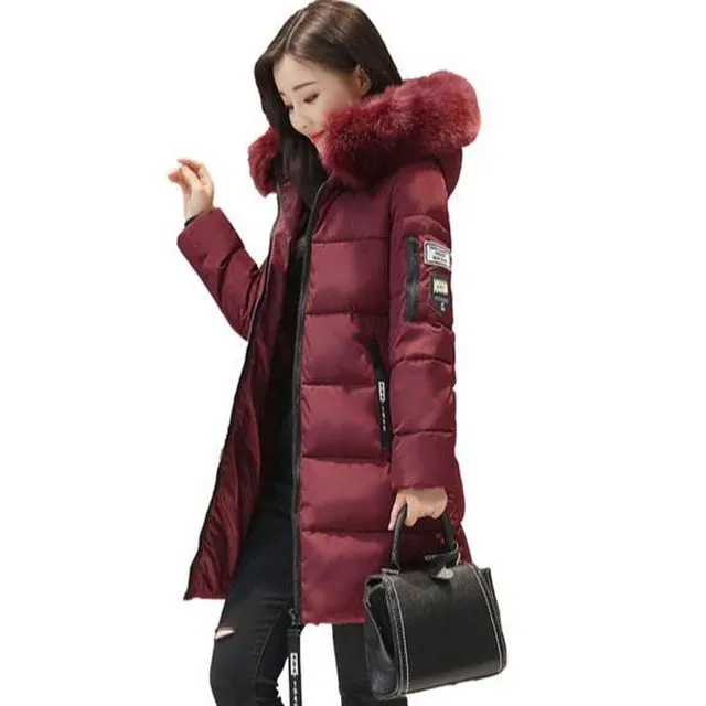 women winter jacket plus size 2017 army green womens jacket thick Fur Hooded long Down Cotton Padded Female Coat Parka QH0391