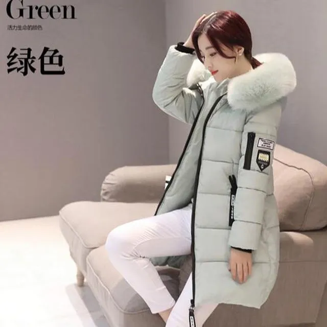 women winter jacket plus size 2017 army green womens jacket thick Fur Hooded long Down Cotton Padded Female Coat Parka QH0391