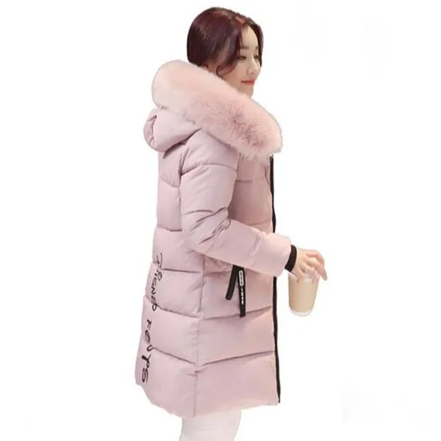 women winter jacket plus size 2017 army green womens jacket thick Fur Hooded long Down Cotton Padded Female Coat Parka QH0391