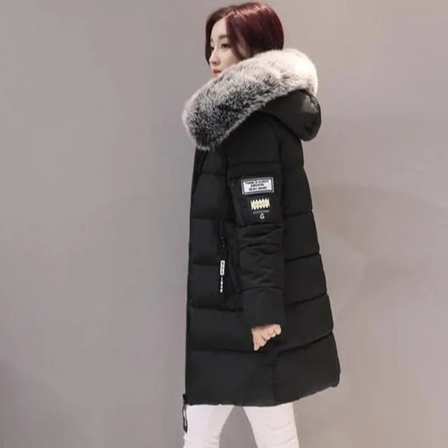 women winter jacket plus size 2017 army green womens jacket thick Fur Hooded long Down Cotton Padded Female Coat Parka QH0391