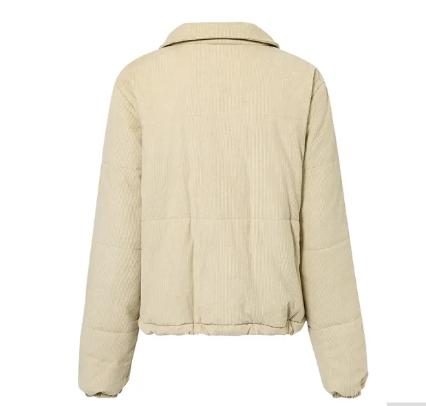 Women's Autumn Casual Drawstring Corduroy Parka