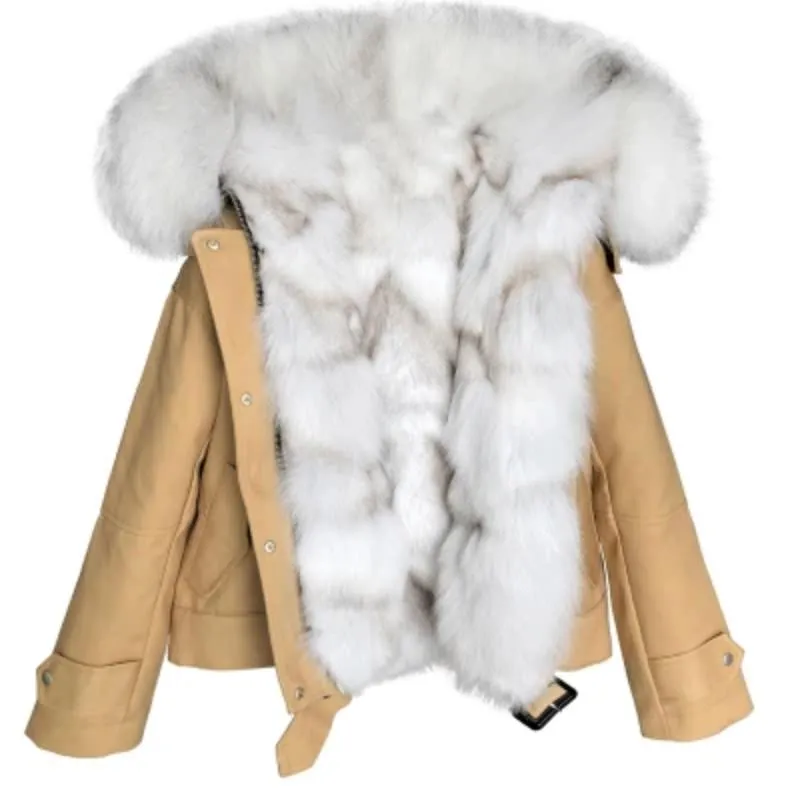 Women's Winter Casual Short Warm Parka With Fox Fur