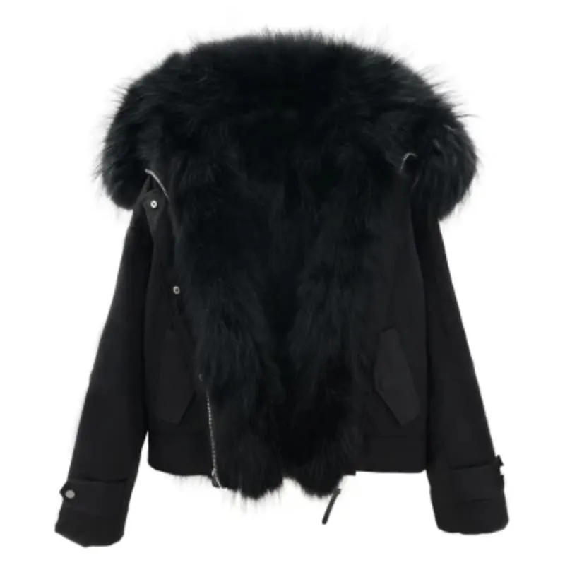 Women's Winter Casual Short Warm Parka With Fox Fur