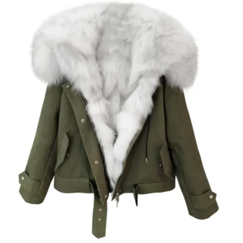 Women's Winter Casual Short Warm Parka With Fox Fur