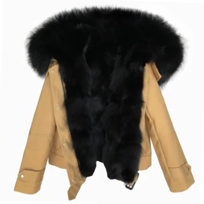 Women's Winter Casual Short Warm Parka With Fox Fur