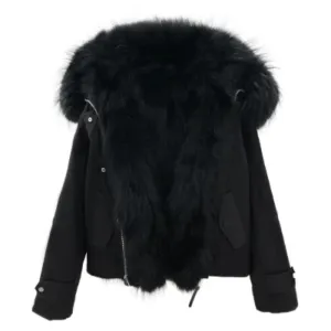 Women's Winter Casual Short Warm Parka With Fox Fur