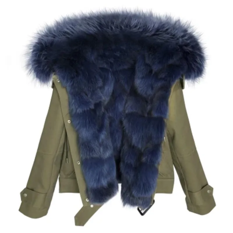 Women's Winter Casual Short Warm Parka With Fox Fur