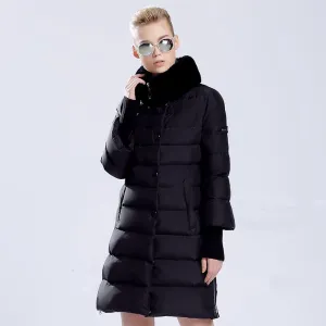 Women's Winter Thick Long Warm Parka With Rabbit Fur