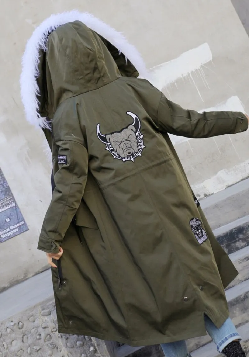 Women's Winter Warm Slim Long Parka With Sheep Fur
