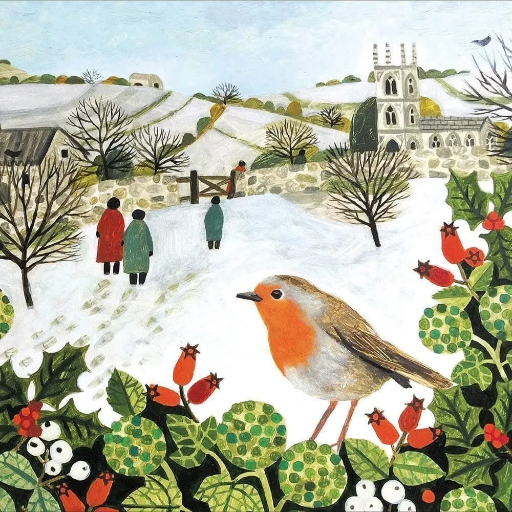 Woodmansterne Winter Hare & Robin Christmas Cards - Pack of 10